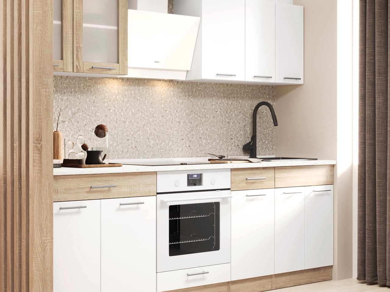 Кухня готовая Эверест №3 Эко Нова без столешницы 2,4 м Сонома/Белый (27003.02) - фото 3 Кухня готовая Эверест №3 Эко Нова без столешницы 2,4 м Сонома/Белый (27003.02) - фото 3