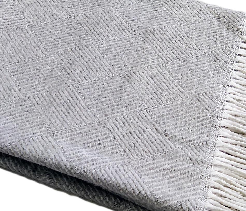 Плед шерстяной Vladi Валенсия Parquet 140х200 см Серый (13076197) - фото 2