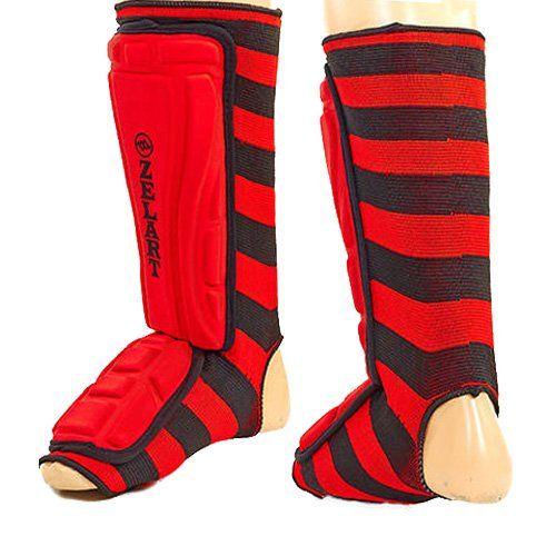 Защита голени и стопы Zelart ZB-4218 с усиленным протектором L Черный/Красный (37363030)