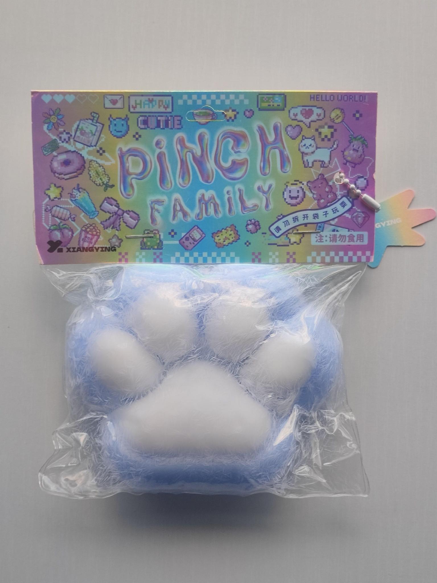 Іграшка антистрес сквіш котяча лапка велика пухнаста XXL 15х14 см Блакитний/Білий (2794P)