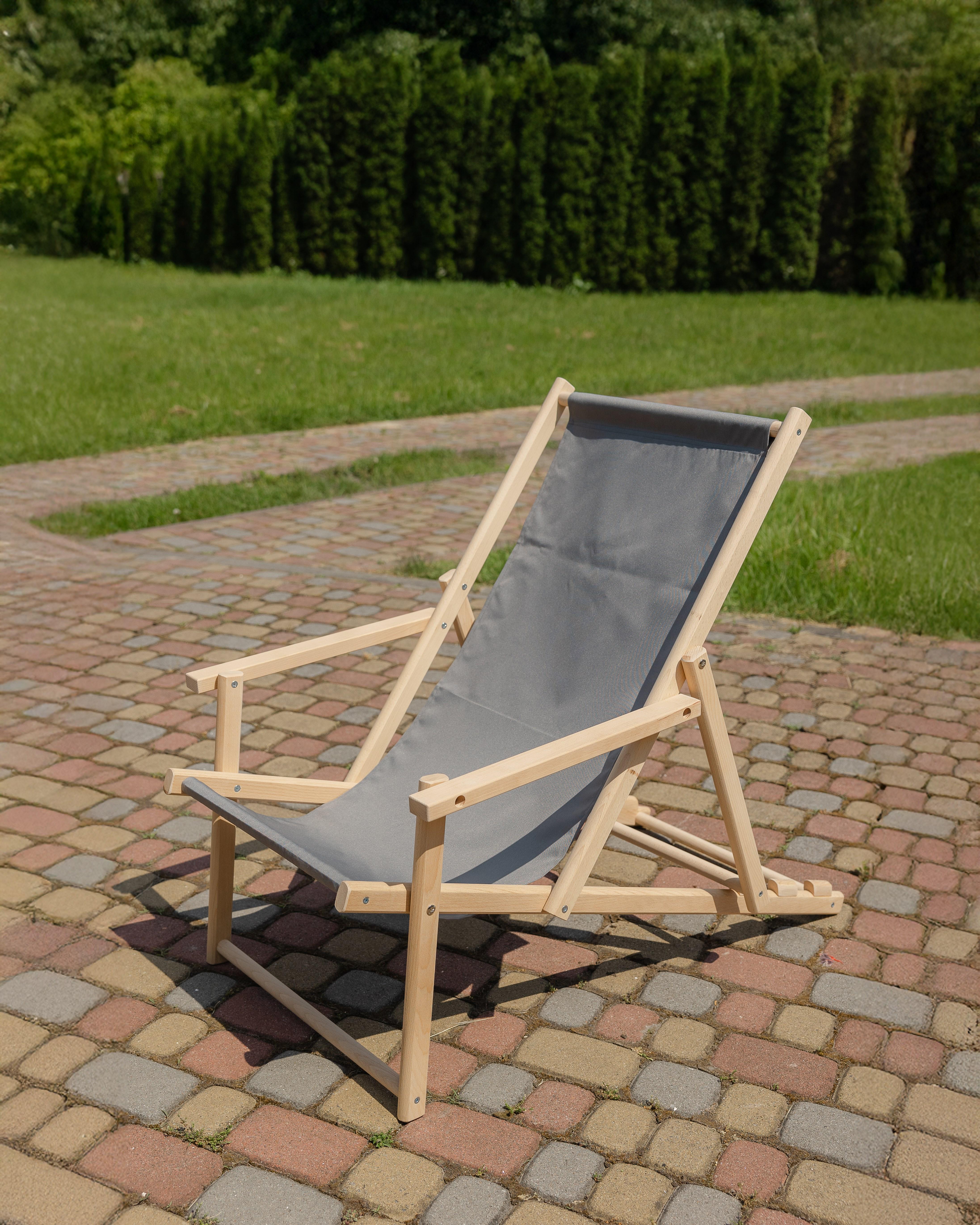 Шезлонг дерев'яний розкладний XRmaster Сірий (0002238) - фото 1