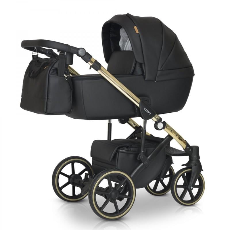 Коляска Verdi Verso Gold універсальна 3в1 з автокріслом сумкою та дощовиком Чорний