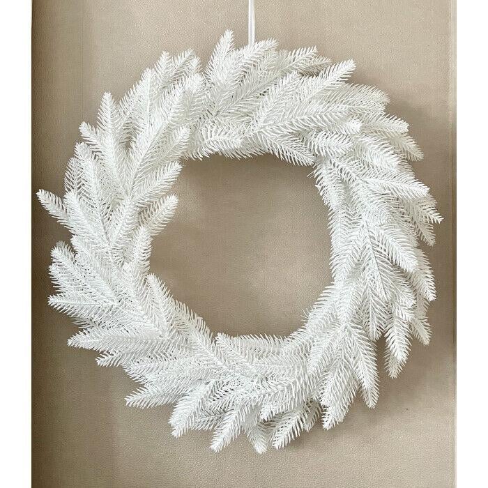 Вінок хвойний різдвяний Classic литий d-50см білий