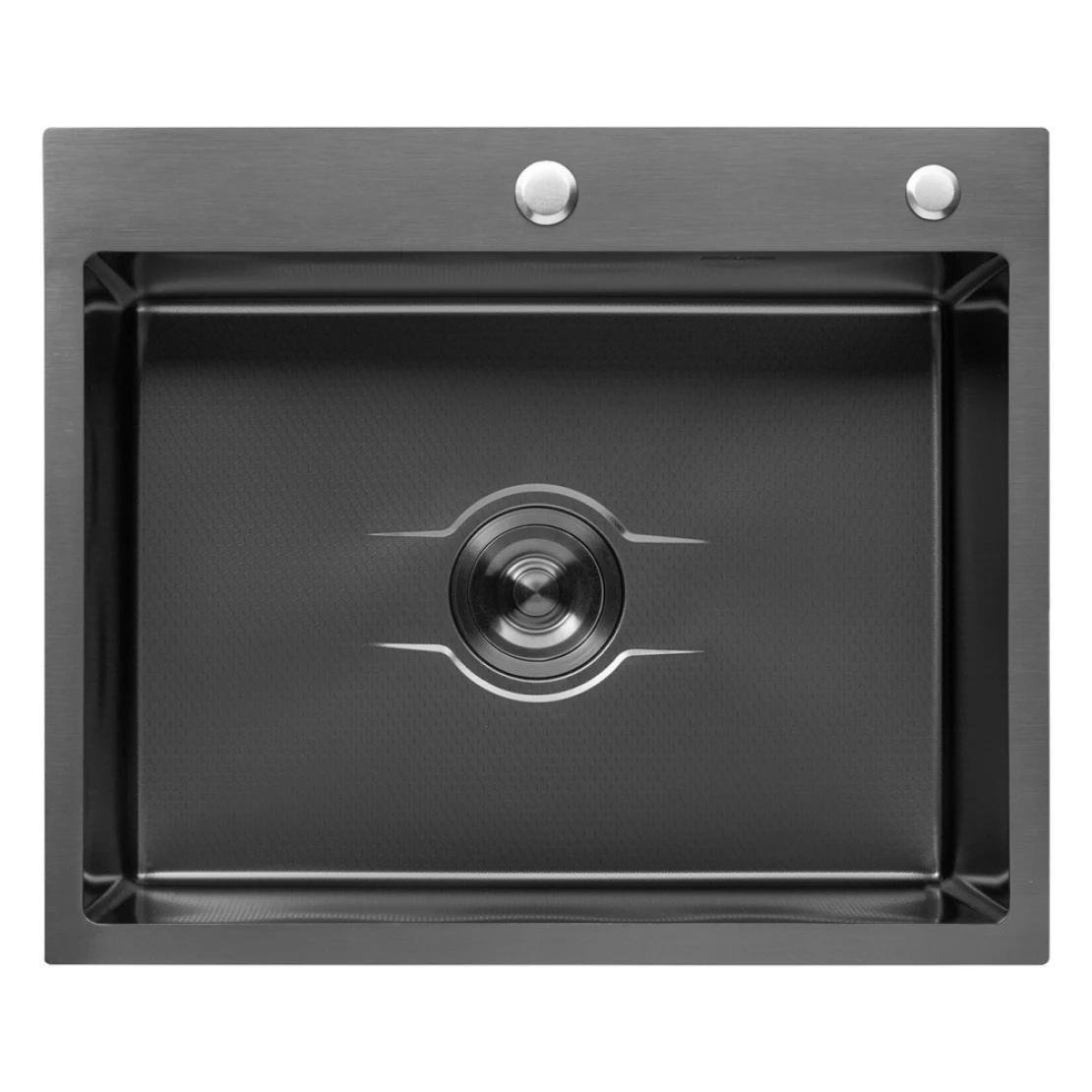 Мойка для кухни интегрированная Kroner KRP Derby 6050HM PVD 600х500 мм 2,5/0,5 мм Черный (CV027242)