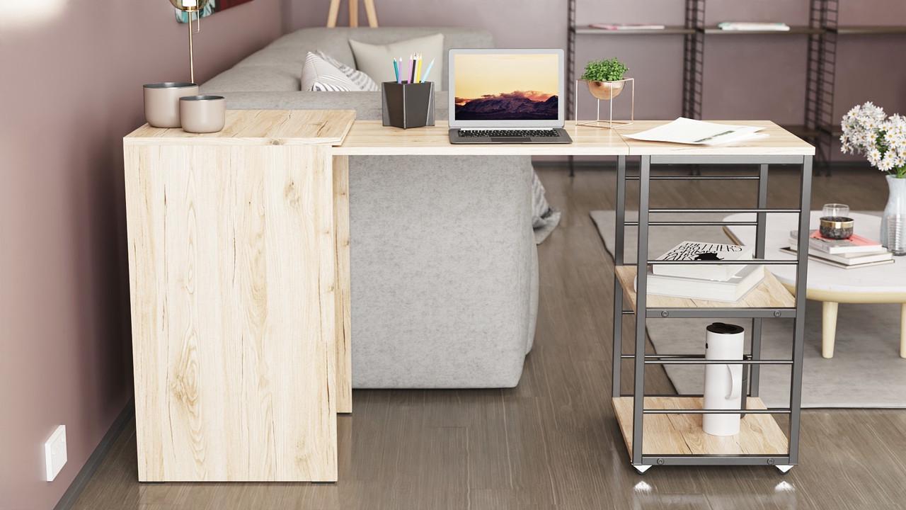 Стіл-тумба трансформер Ferrum-decor Смарт 2/2 метал/ДСП 16 мм 750x1450x600 мм Чорний/Дуб Сан-Марино (FRD-105103) - фото 9 Стіл-тумба трансформер Ferrum-decor Смарт 2/2 метал/ДСП 16 мм 750x1450x600 мм Чорний/Дуб Сан-Марино (FRD-105103) - фото 9