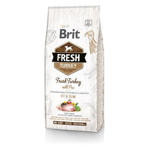 Корм сухой Brit Fresh для взрослых собак с лишним весом с индейкой и горохом 12 кг
