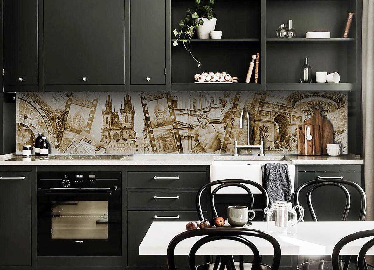 Кухонный фартук Европа из самоклеющейся виниловой пленки 65х250 см Бежевый