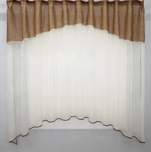 Гардина на кухню с аркой 270х170 см Молочный/Карамельный (036к)