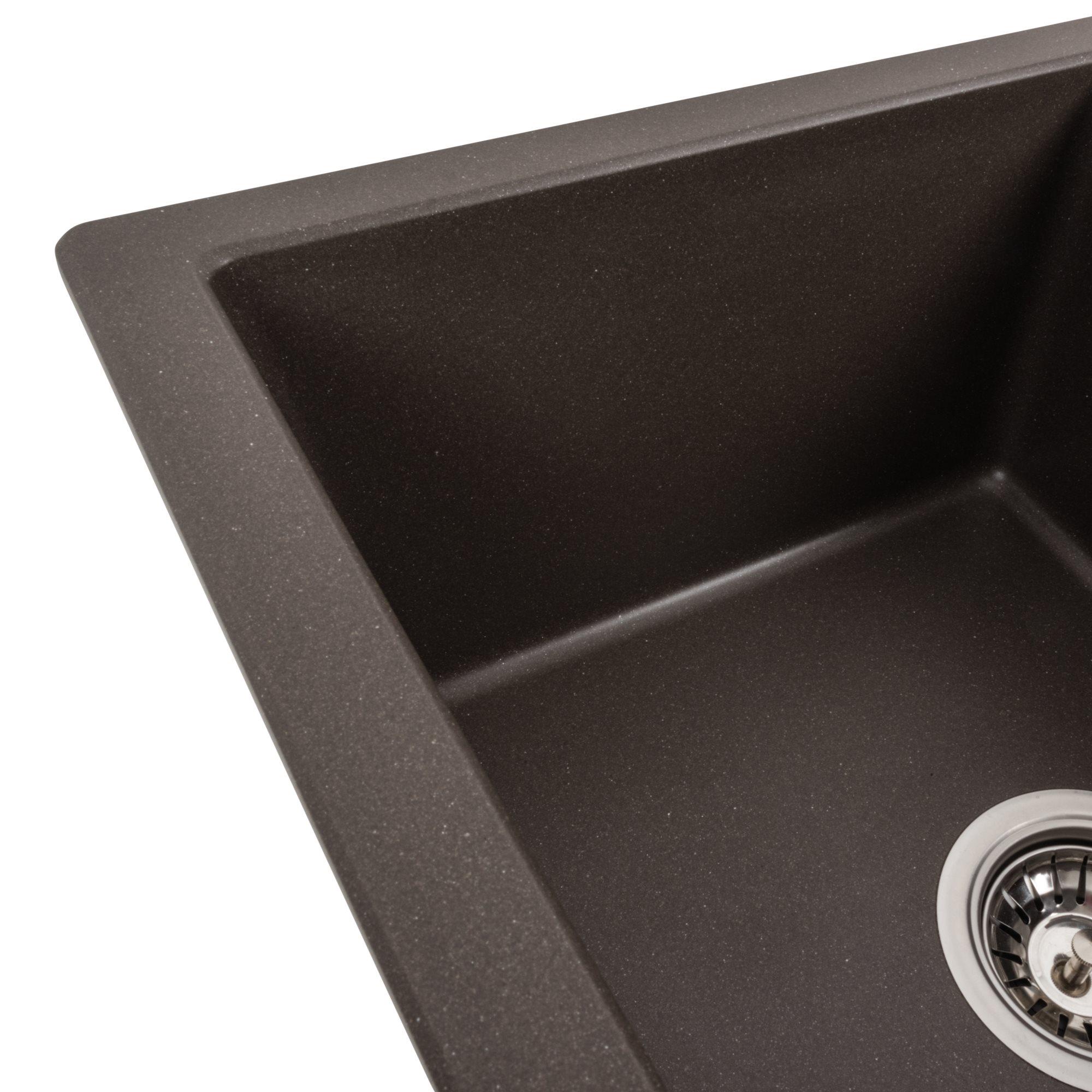 Мийка гранітна для кухні Platinum 5851 ARIA матова Темна скеля - фото 4 Мийка гранітна для кухні Platinum 5851 ARIA матова Темна скеля - фото 4