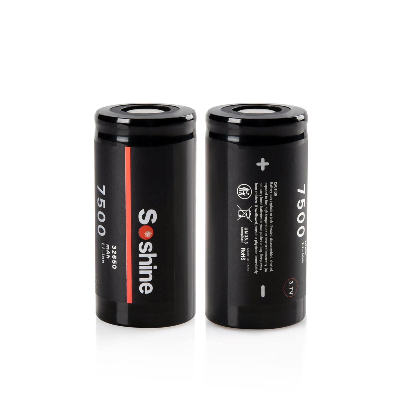 Аккумулятор Li-Ion Soshine 32650 32650-3,7-7500 D 7500 mAh 18A 4,2/3,7/2,75V Flat Top (4660) - фото 3 Аккумулятор Li-Ion Soshine 32650 32650-3,7-7500 D 7500 mAh 18A 4,2/3,7/2,75V Flat Top (4660) - фото 3