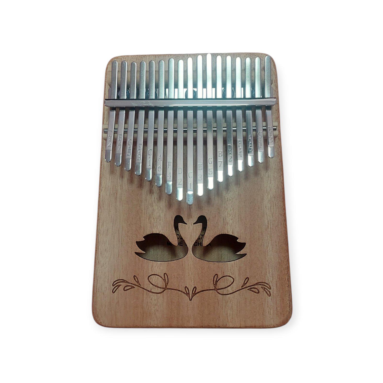 Інструмент Калімба на 17 язичків Бежевий з візерунком Лебеді (K-17-19B)