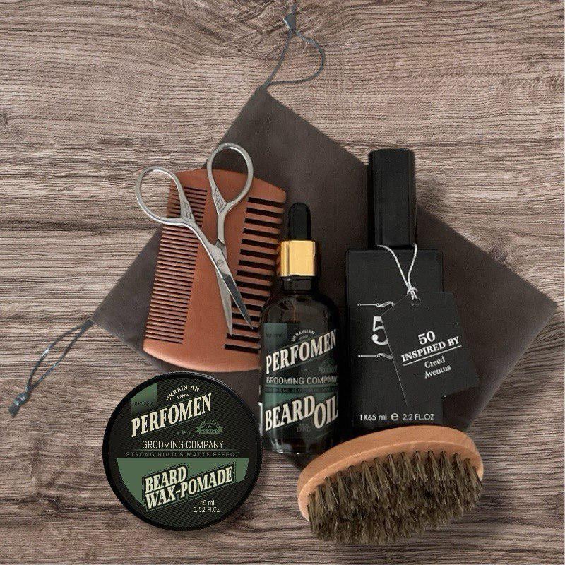 Набор для ухода за бородой и телом PerfomeN шампунь/воск/парфюм Creed Aventus (0007МВ) - фото 2