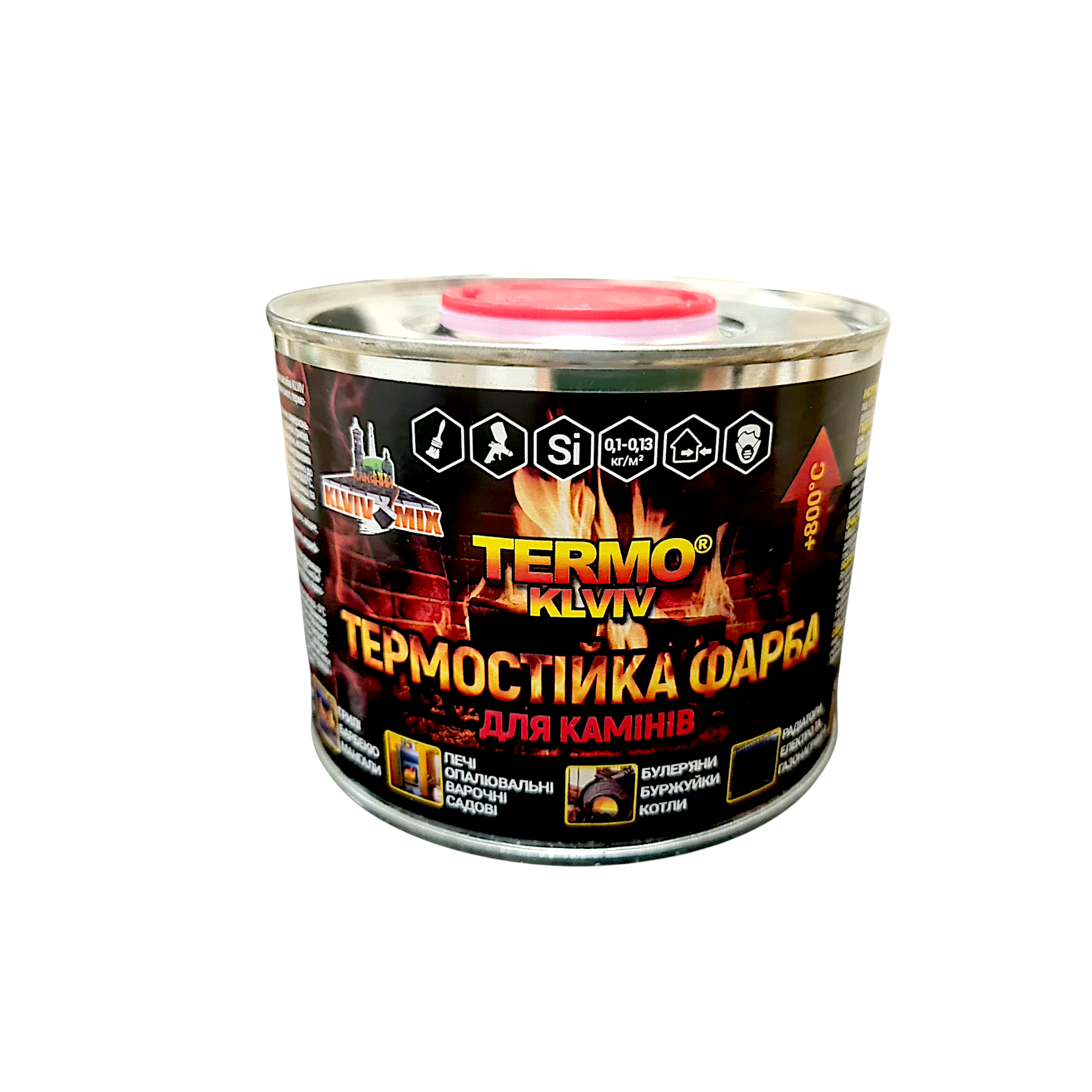 Фарба термостійка KLVIV MIX ORGANIK TERMO до +800 °С для печей і печей Czarny półmatowy 0,45 л