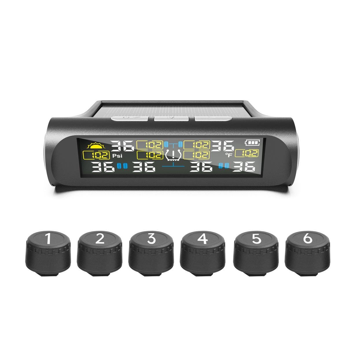 Система контроля давления и температуры в шинах TPMS на 6 колес до 9,9 бар (TPMS-7)