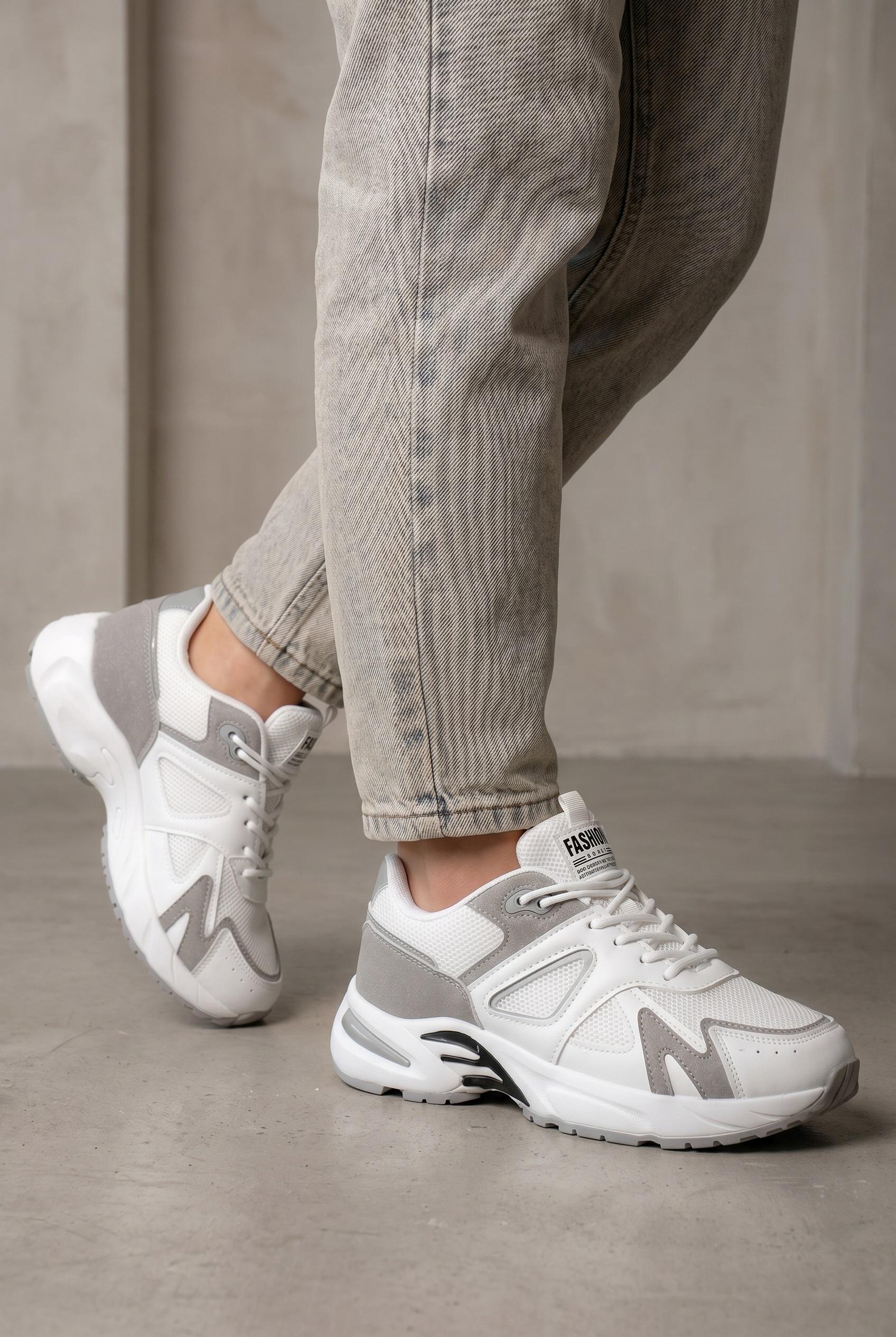 Кроссовки женские Fashion 347225 с серыми вставками р. 40 Белый (347225_40)