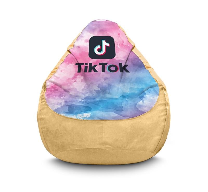 Крісло мішок iPuff Tik Tok Watercolor Beige Флок XXXL 100х135 см Бежевий Крісло мішок iPuff Tik Tok Watercolor Beige Флок XXXL 100х135 см Бежевий