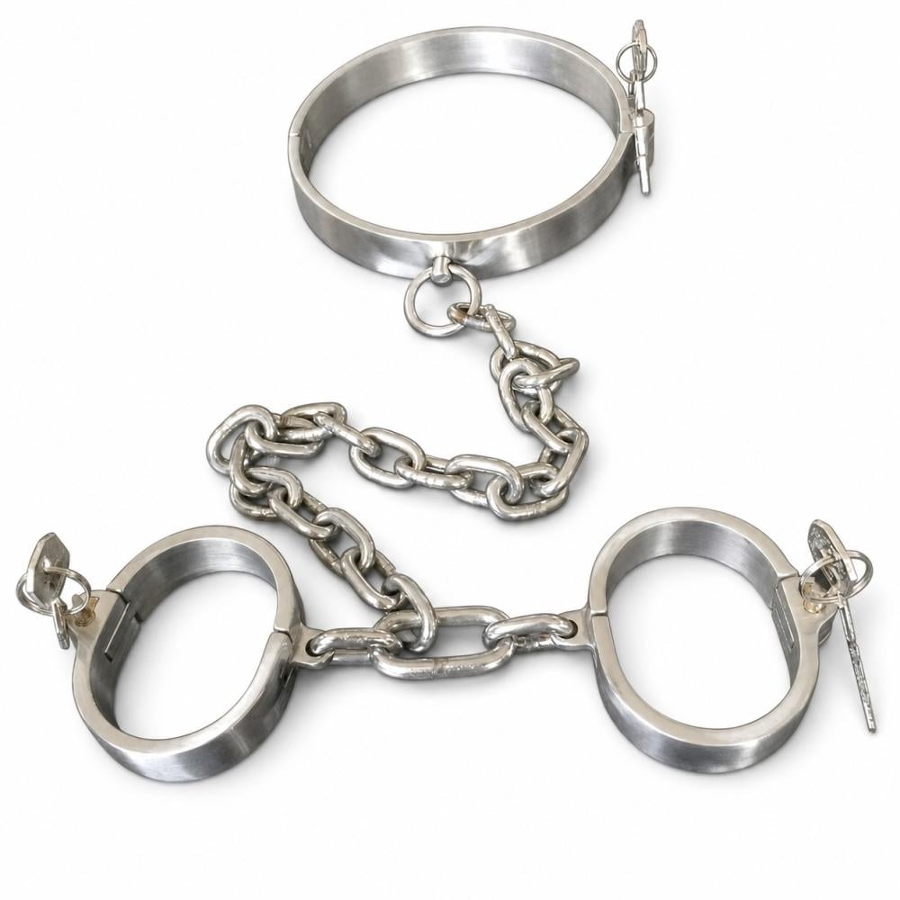 Оковы на цепи для рук и шеи Bolt Lock Stainless Steel Hand Neck Connecting Handcuffs (1000058520)