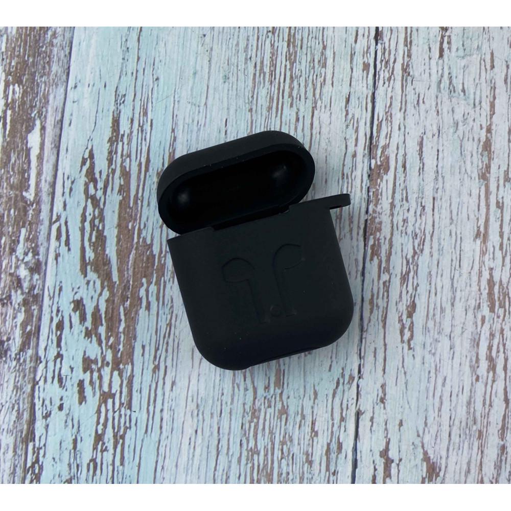 Силіконовий чохол з карабіном для навушників AirPods 2 Чорний