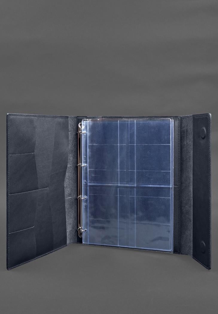 Шкіряна папка для документів сімейна А4 на сегрегаторі з файлами Темно-синій (A-028630) - фото 2 Шкіряна папка для документів сімейна А4 на сегрегаторі з файлами Темно-синій (A-028630) - фото 2