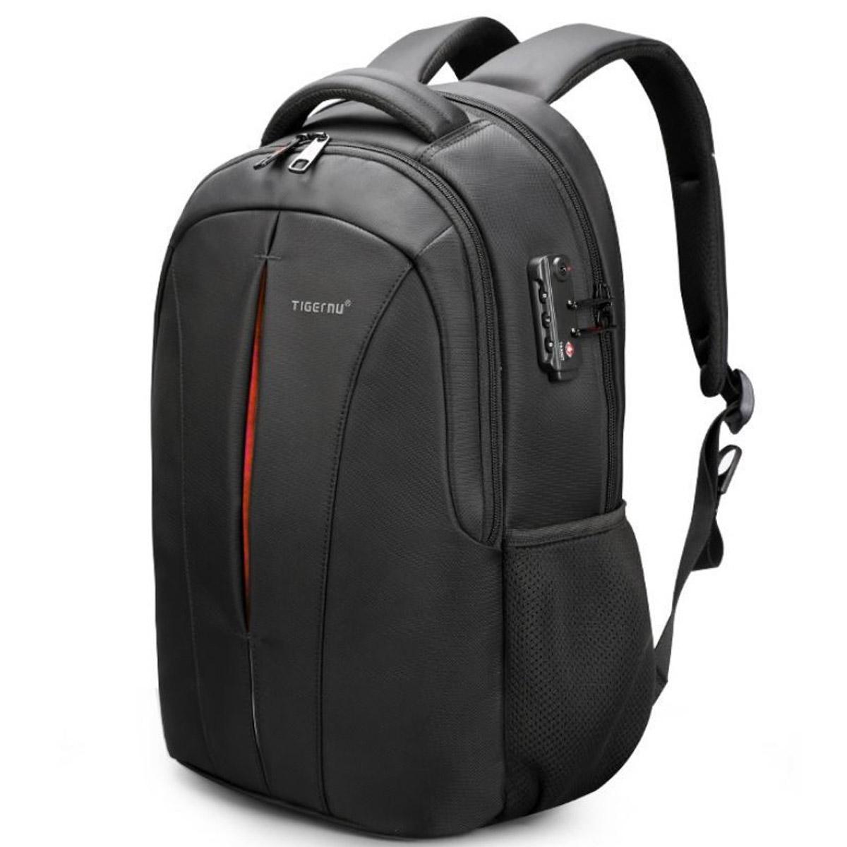 Городской рюкзак Tigernu T-B3105A для ноутбука 15,6" с USB/встроенным замком 18 л Черный с оранжевым (1827)
