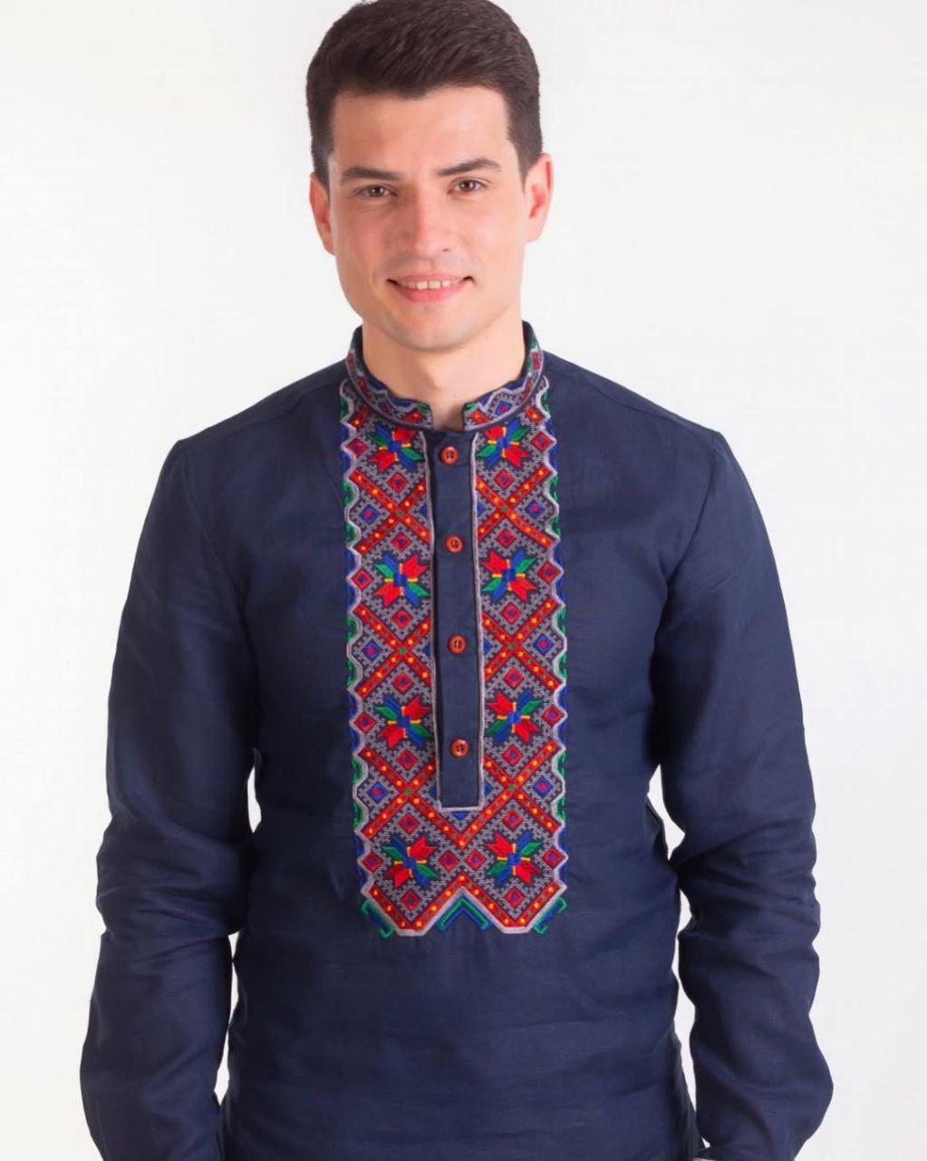 Вышиванка мужская р. 56 Темно-синий (533)