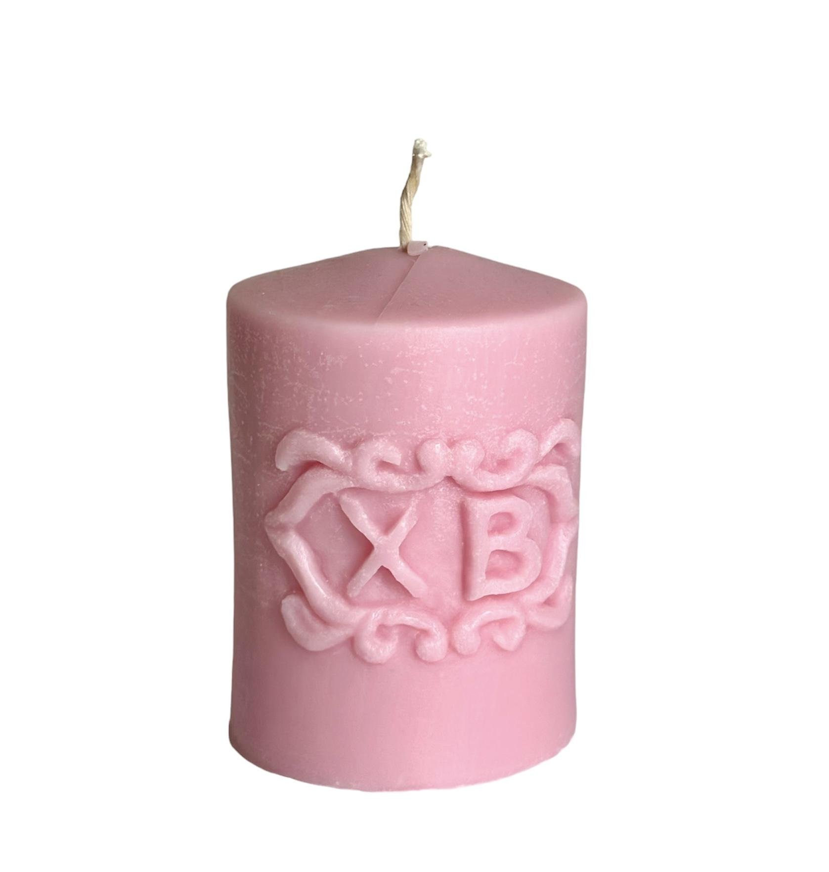 Свеча Цилиндр ХВ из соевого воска h 7,5 см Розовый (2074r)