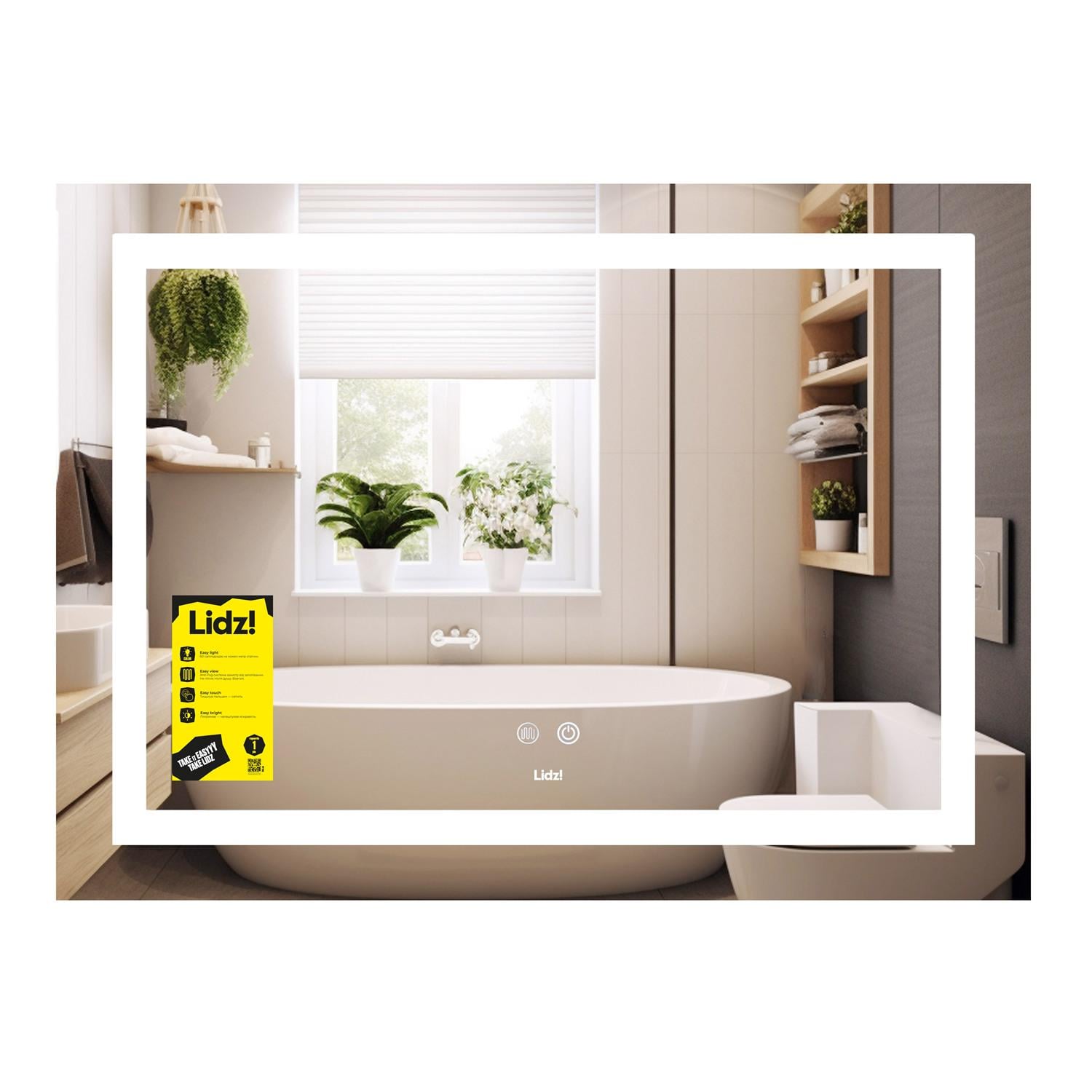Зеркало для ванной комнаты Lidz Kubis 700x500 прямоугольное, с LED-подсветкой и антизапотеванием (LD78LF90448485)