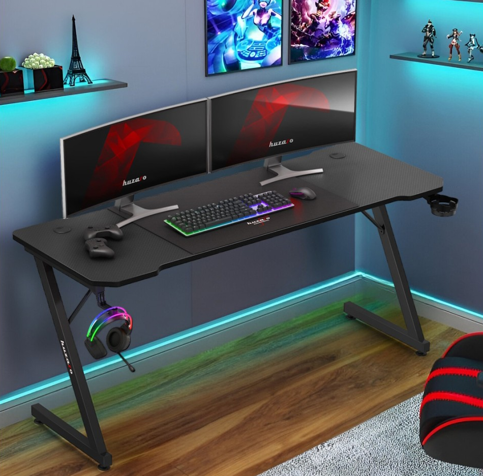 Компьютерный стол геймерский 160х60х74 см Huzaro Hero 4.8 с вырезом Черный (AN-HH4.8B) - фото 11 Компьютерный стол геймерский 160х60х74 см Huzaro Hero 4.8 с вырезом Черный (AN-HH4.8B) - фото 11