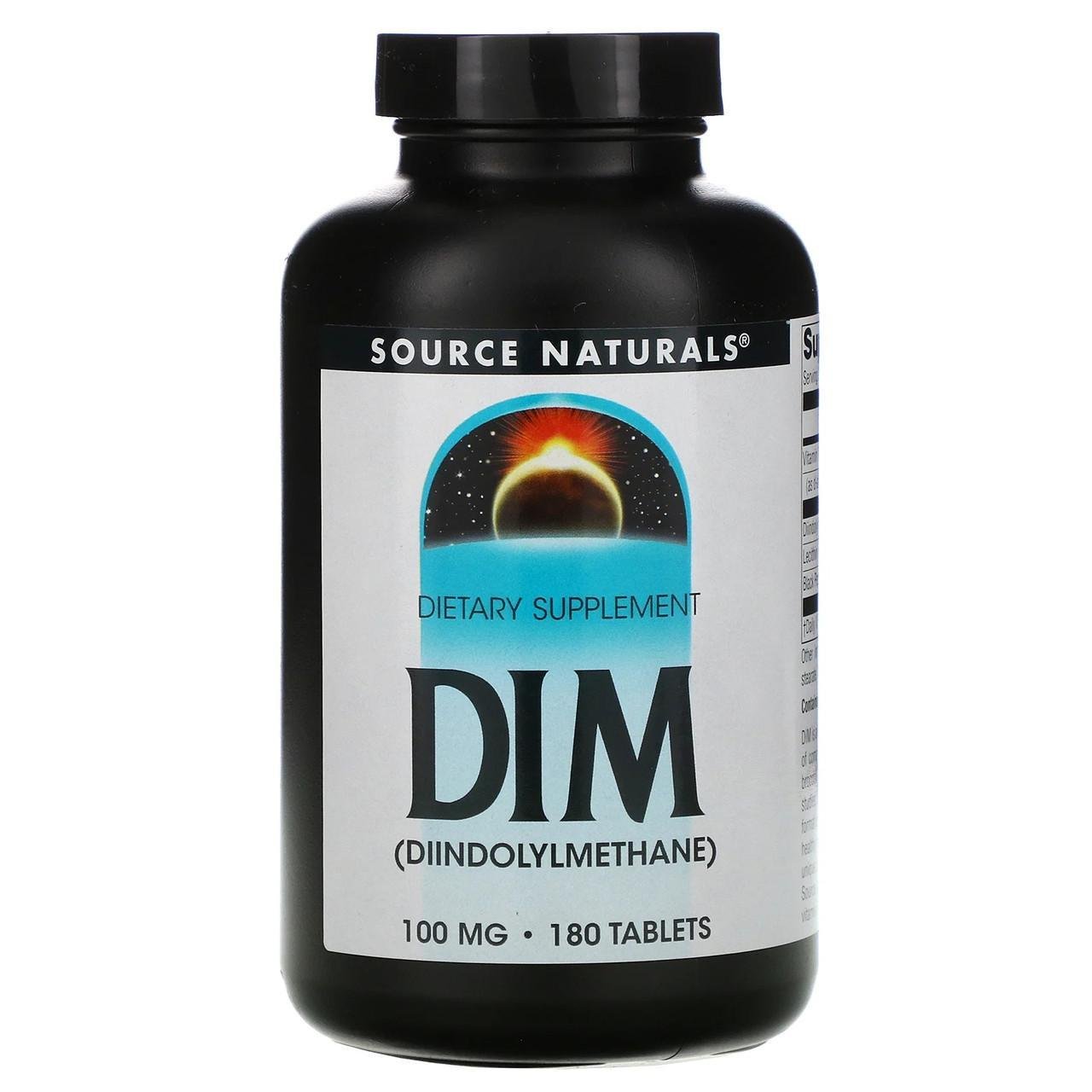 Витамины DIM Source Naturals Дииндолилметан для женского гормонального здоровья 180 таблеток 100 мг - фото 1