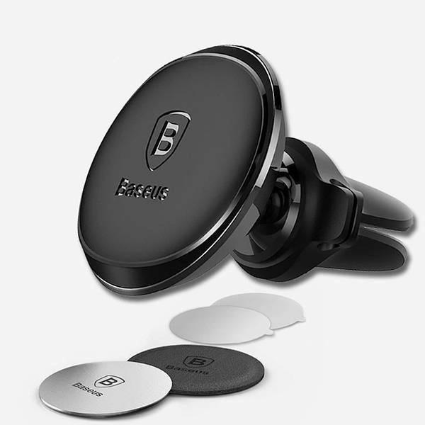 Автотримач для телефону BASEUS Magnetic Air Vent Car Mount with Cable Clip Black (SUGX020001) - фото 4