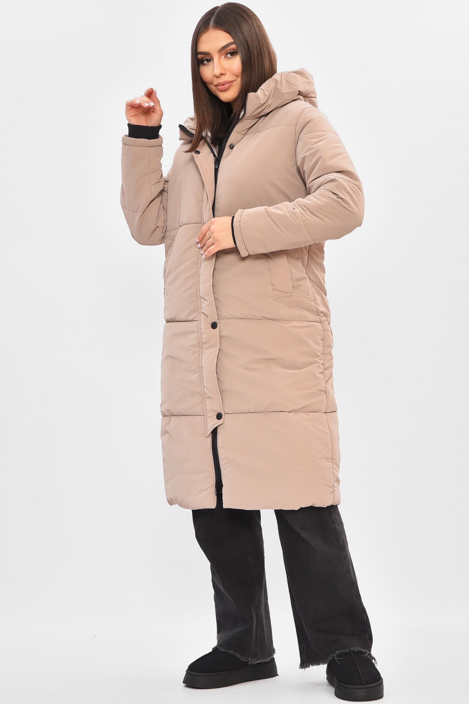 Куртка женская удлиненная демисезонная L Бежевый (205501)