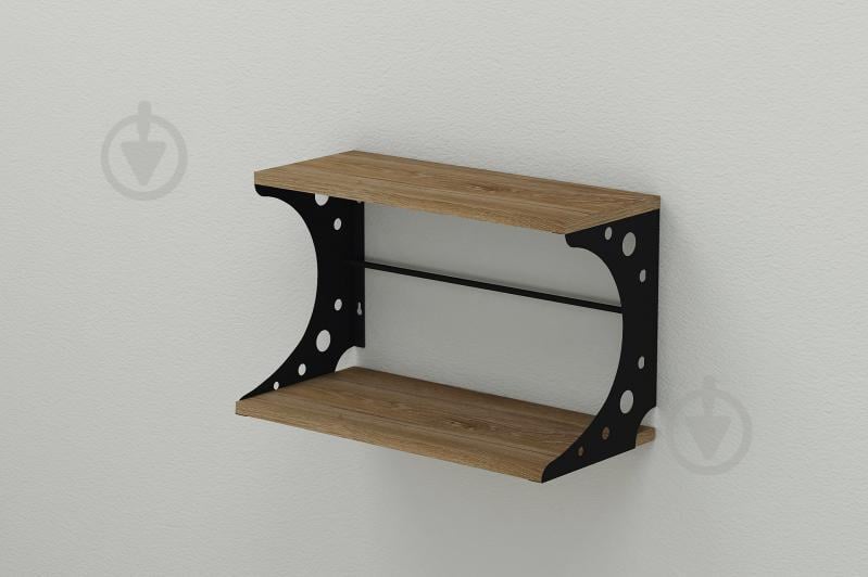 Полка настенная Ferrum-decor Букин 330x700x240 металл Черный ДСП Дуб Таверна 16 мм (BUK0048)
