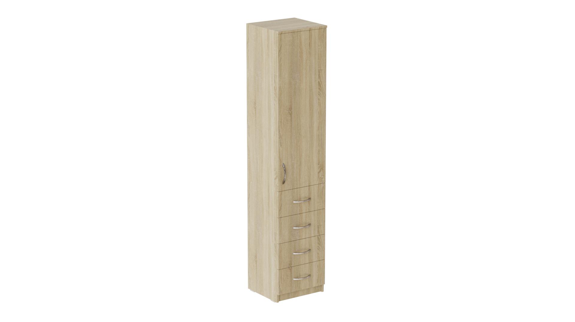 Пенал Ferrum-decor Анжело на 3 полки с дверью и 4 ящиками ДСП 16 мм 1900x400x380 мм Дуб Сонома (FRD-104933)