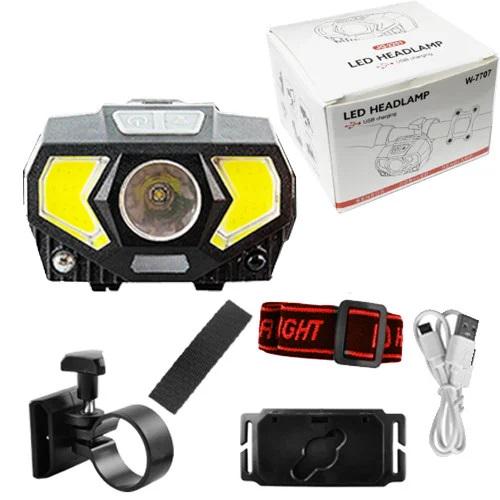 Налобный аккумуляторный фонарь Led Headlight W-7707/JQ-2201-XPE-2COB (t362)