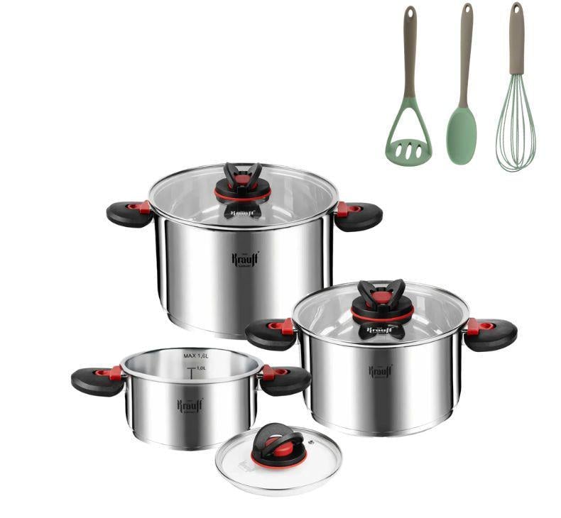 Набір каструль Krauff Genius Master з кухонним приладдям 9 пр. (55-333-451)