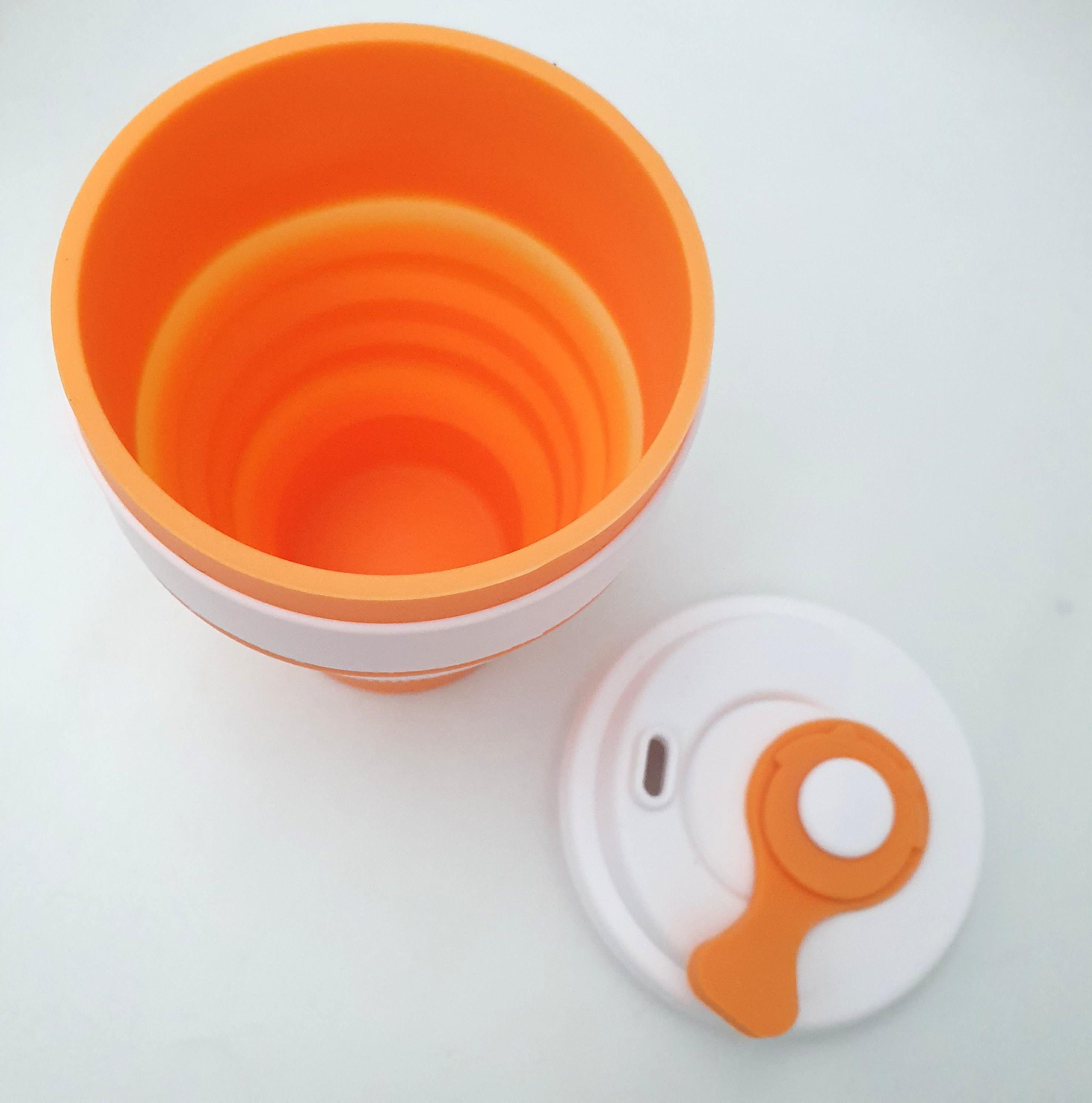 Чашка силиконовая Collapsible складная с герметичной крышкой и поилкой 350 мл Оранжевый - фото 5 Чашка силиконовая Collapsible складная с герметичной крышкой и поилкой 350 мл Оранжевый - фото 5
