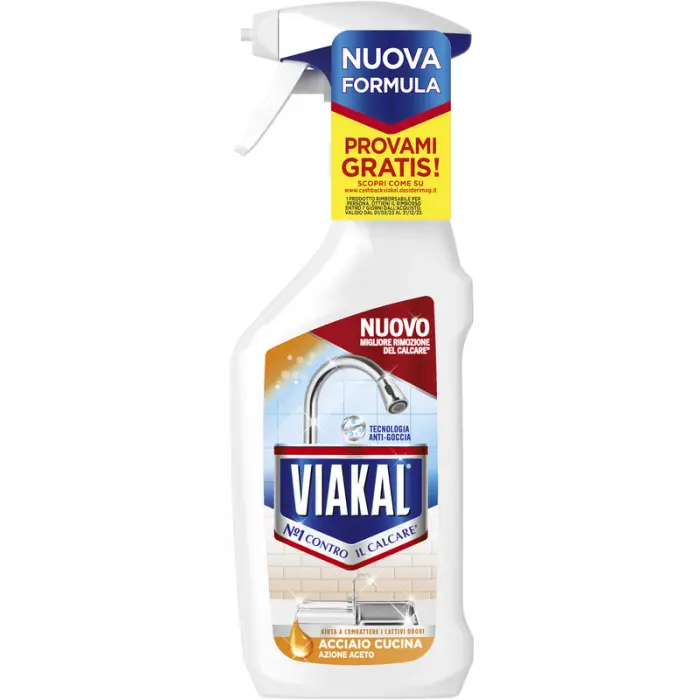 Спрей для ванни Viakal Acciaio Cucina від вапняного нальоту з оцтом 470 мл (987582)