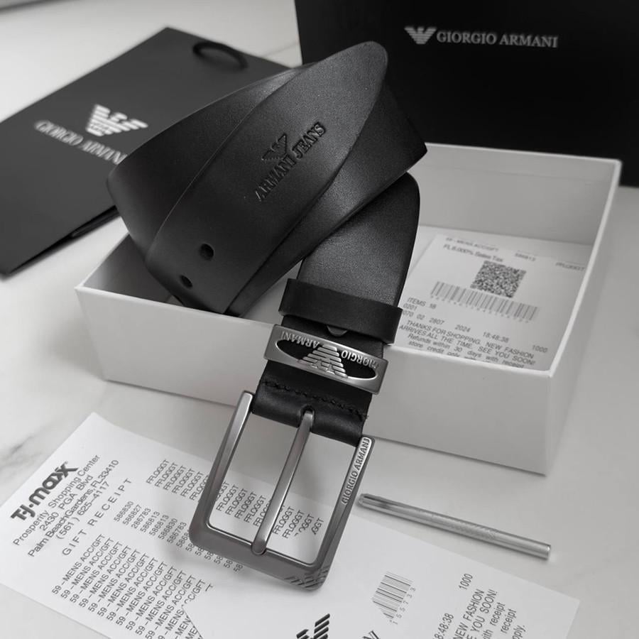 Ремень мужской кожаный брендовый для джинсов Черный (326 PTR)