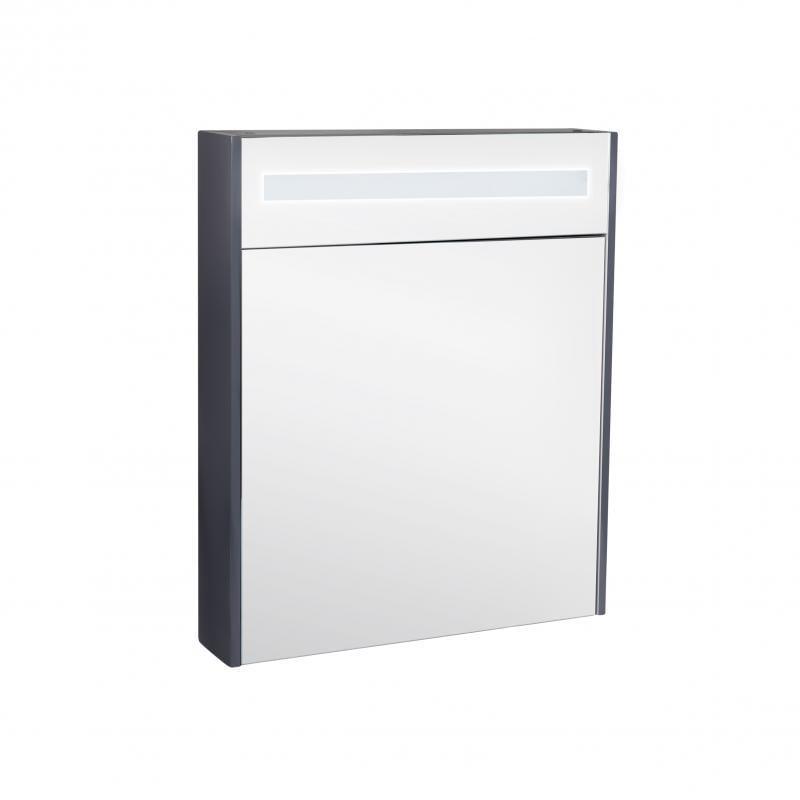 Зеркальный шкаф подвесной Q-tap Robin 600х730х145 Graphite с LED-подсветкой QT1377ZP6002G