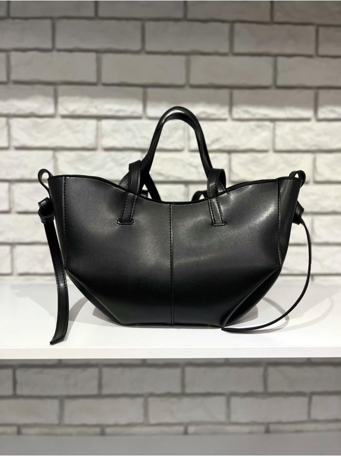 Сумка-шопер жіноча Next Level Bags з екошкіри 48х14х21 см Чорний (02-2482)