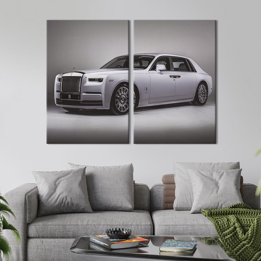 Картина на холсте Раритетный белый Rolls-Royce 111x81 см (1394-2)