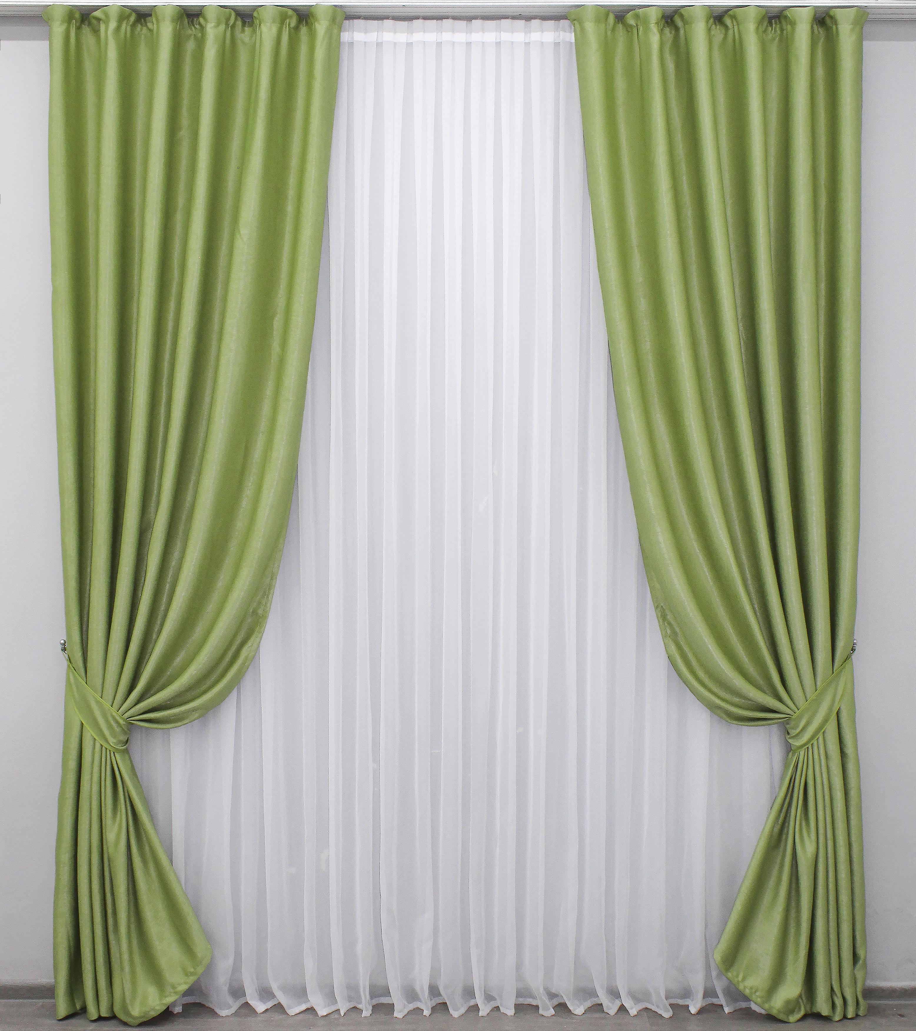 Комплект штор VR-Textil Парма № 1253ш лен 150х270 см 2 шт. Салатовый (33-0088) Комплект штор VR-Textil Парма № 1253ш лен 150х270 см 2 шт. Салатовый (33-0088)