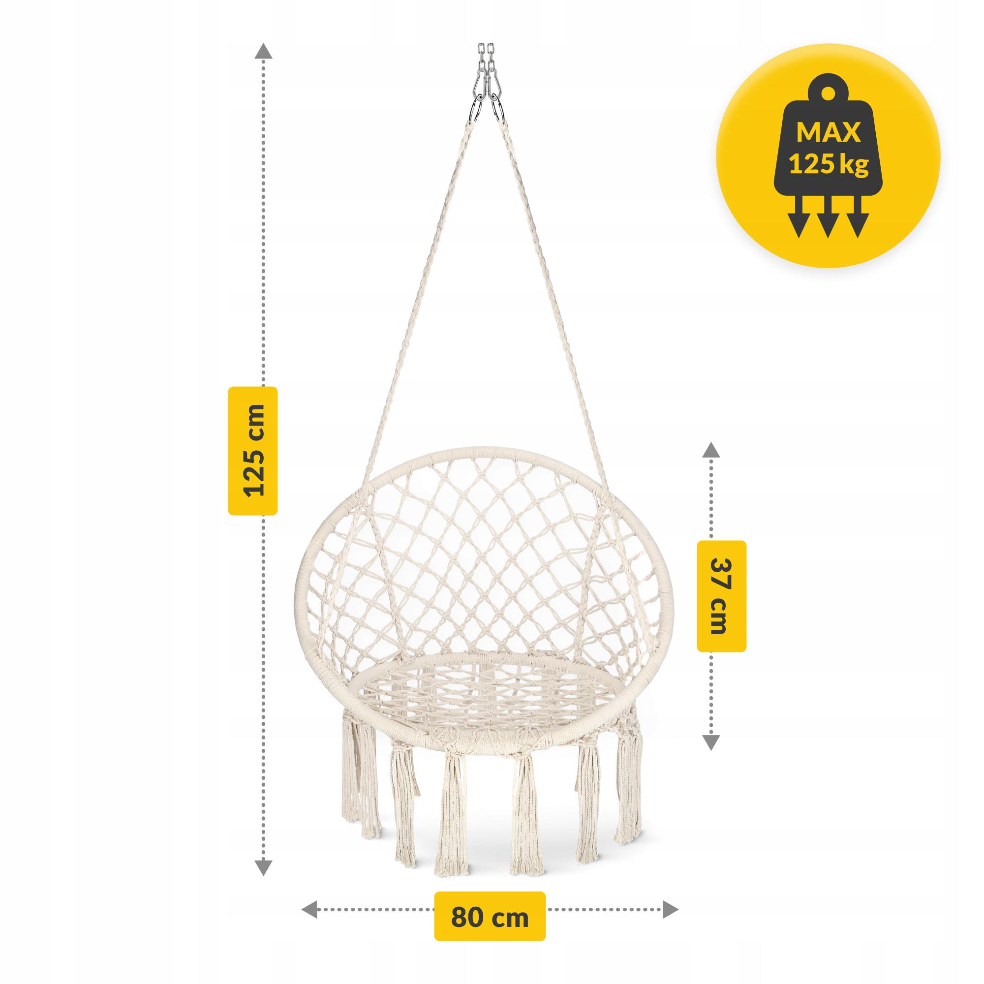 Кресло-качели подвесное 4fizjo Boho Dream с подушкой плетеное 80 см Beige (P-5905973404518) - фото 7