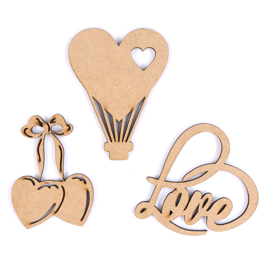 Набор заготовок для декупажа Rosa Talent Love 3 шт. МДФ (4823100267632)