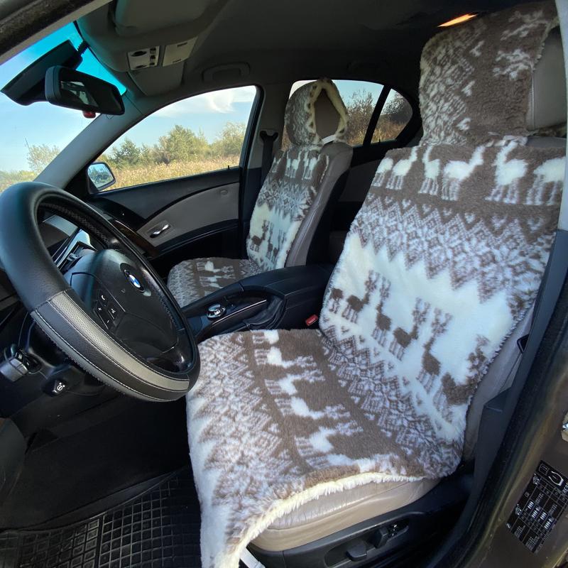 Накидка на сиденье автомобиля из овчины Sheepskin эко-шерсть 2 шт. 50 см Олени (704) Накидка на сиденье автомобиля из овчины Sheepskin эко-шерсть 2 шт. 50 см Олени (704)