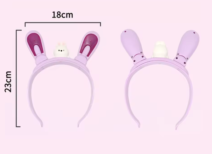 Обруч детский Ушки зайчика светиться/движения в стороны USB-C Розовый - фото 6