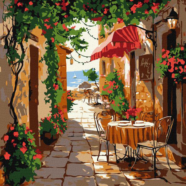 Картина за номерами Ideyka Кав'ярня з вінтажними меблями 30х30 см (Id-KHO6381)