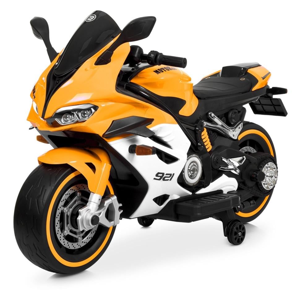 Детский электрический мотоцикл Bambi Racer 12V одноместный до 30 кг Оранжевый (DE-169-E-1015)