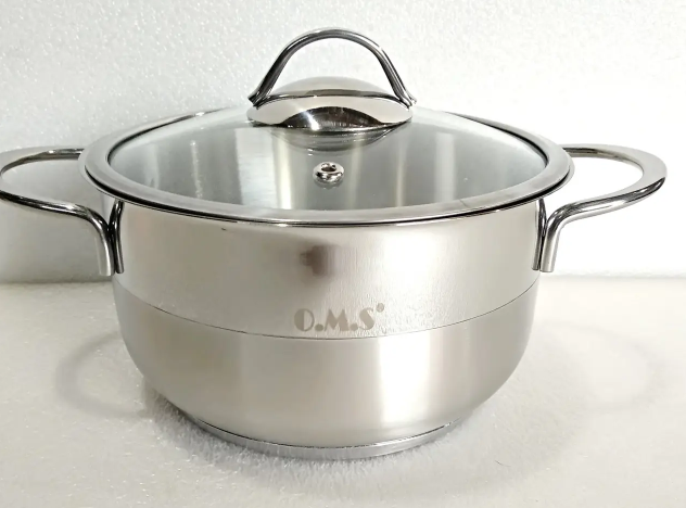 Каструля зі cкляною кришкою OMS з нержавіючої сталі для газу і індукціі 5,7 л (2050-5.7)