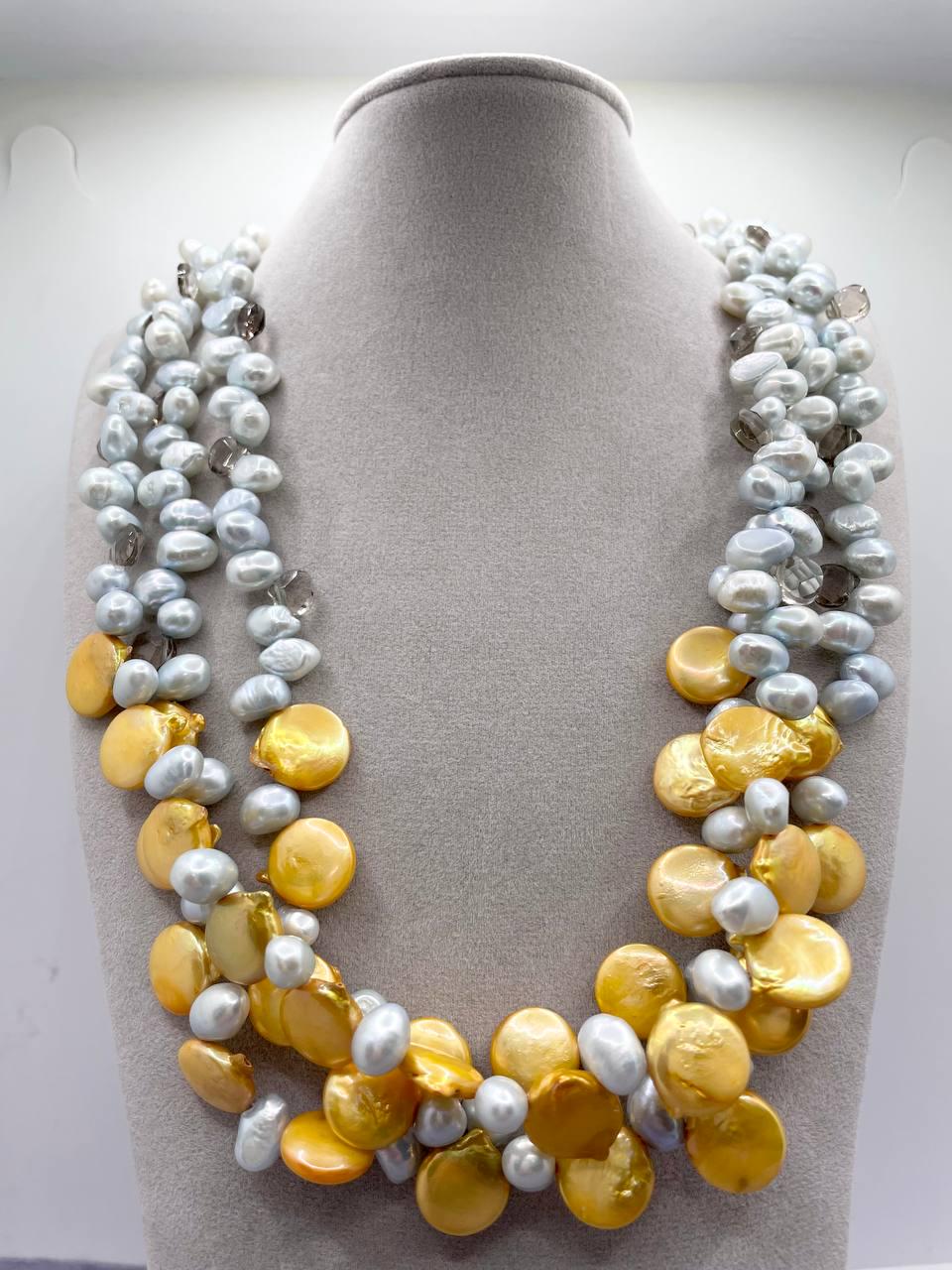 Бусы жемчуга 50 см Желтый (1515)